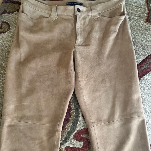RALPH LAUREN Size 12 Tan Khaki 100% Suede Leather Classic Equestrian Flat-Front - Picture 8 of 16